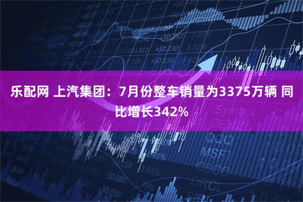 乐配网 上汽集团：7月份整车销量为3375万辆 同比增长342%