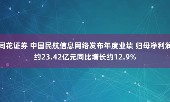 同花证券 中国民航信息网络发布年度业绩 归母净利润约23.42亿元同比增长约12.9%