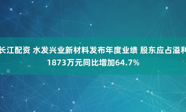 长江配资 水发兴业新材料发布年度业绩 股东应占溢利1873万元同比增加64.7%