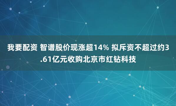 我要配资 智谱股价现涨超14% 拟斥资不超过约3.61亿元收购北京市红钻科技
